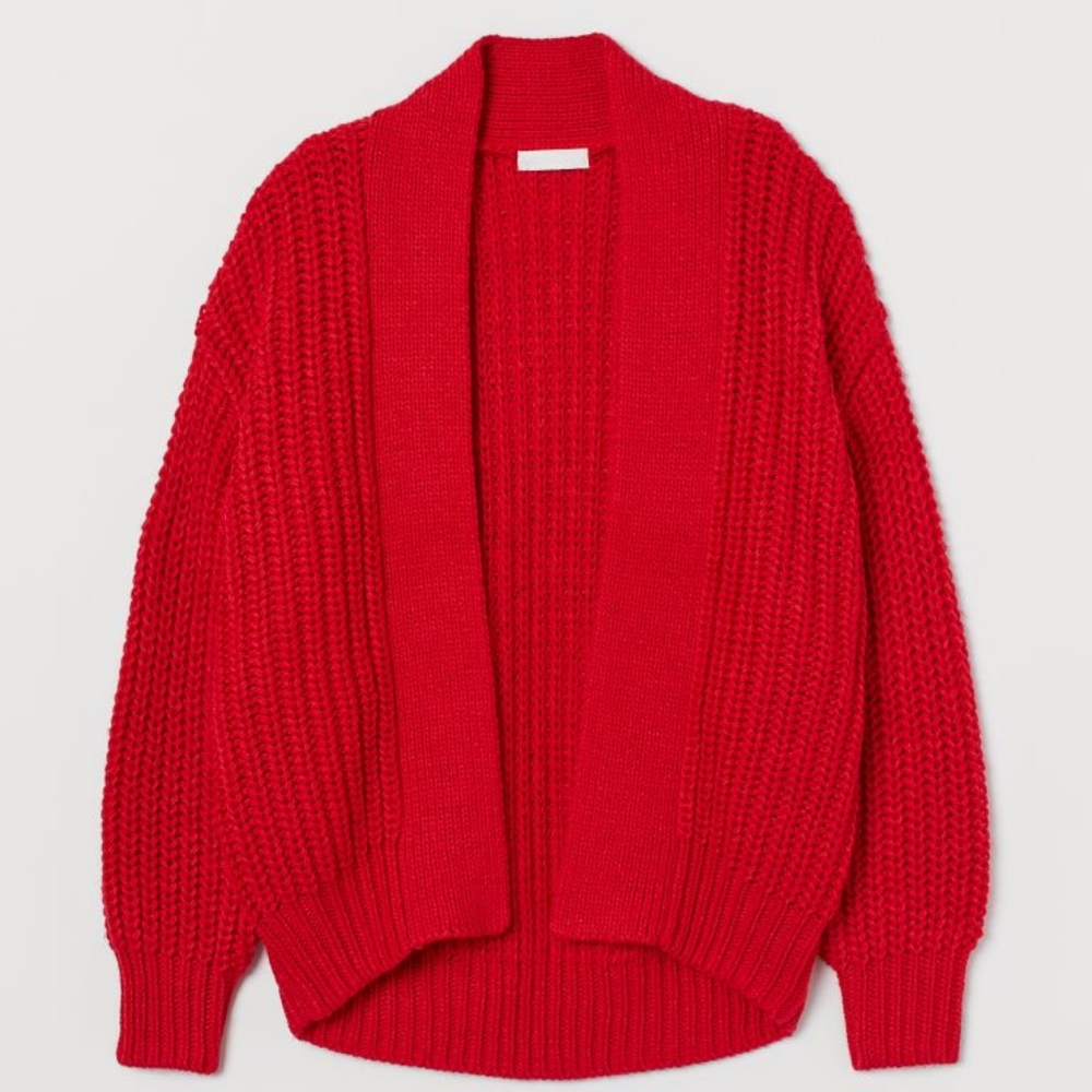 Red on-trend chunky cardigan size M